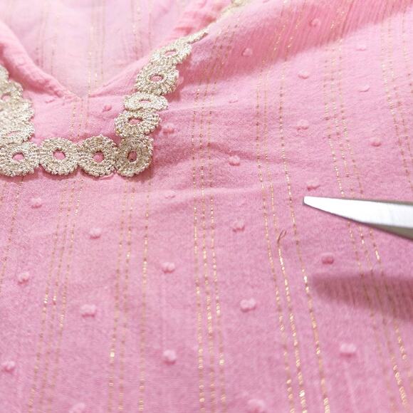 Lilly Pulitzer Textured Metallic Stripe Tunic Dress in Pastel Pink Gold Large - Picture 12 of 12